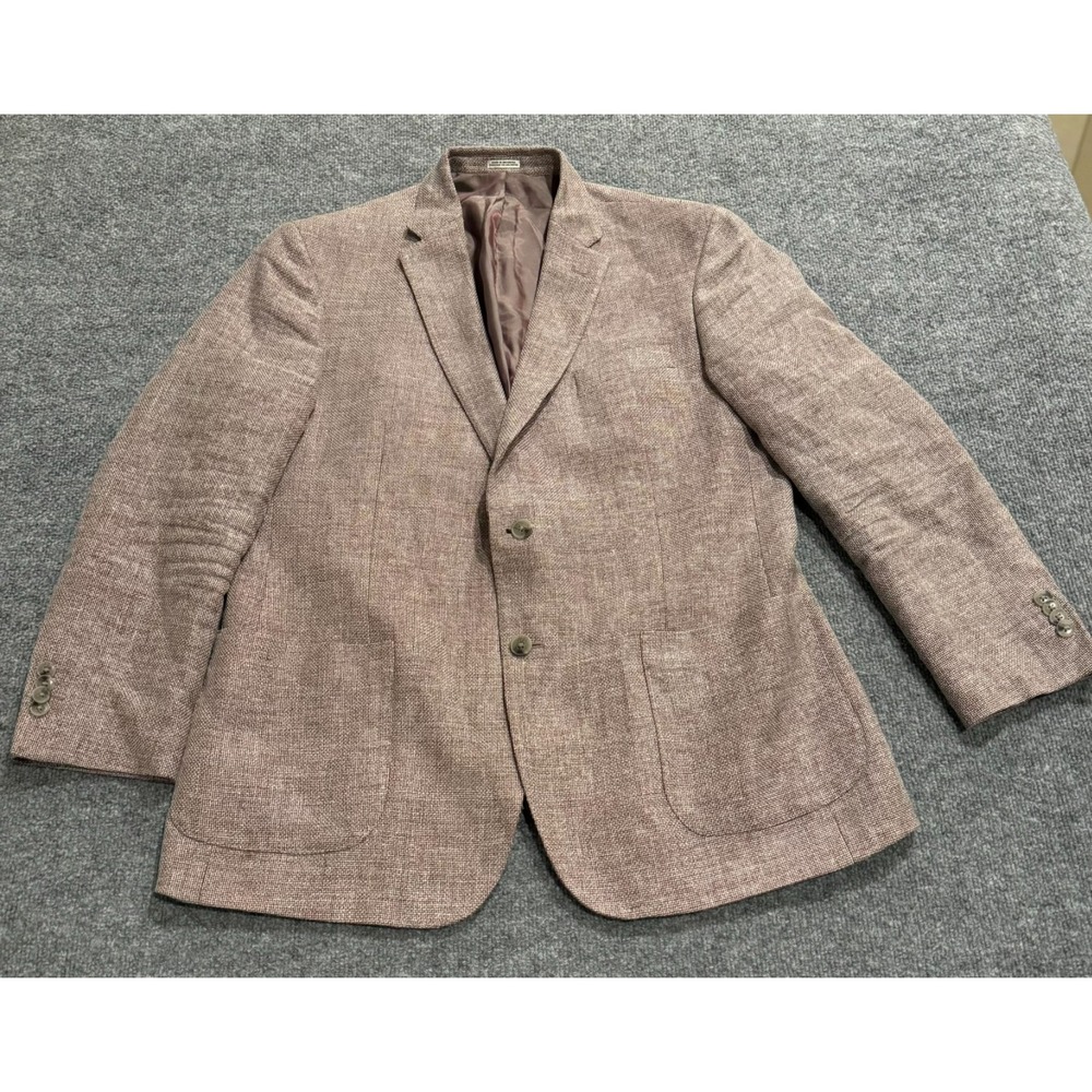 Joseph Abboud Blazer Mens 44R Heathered Rust Red Wool Linen Tweed Sport Jacket